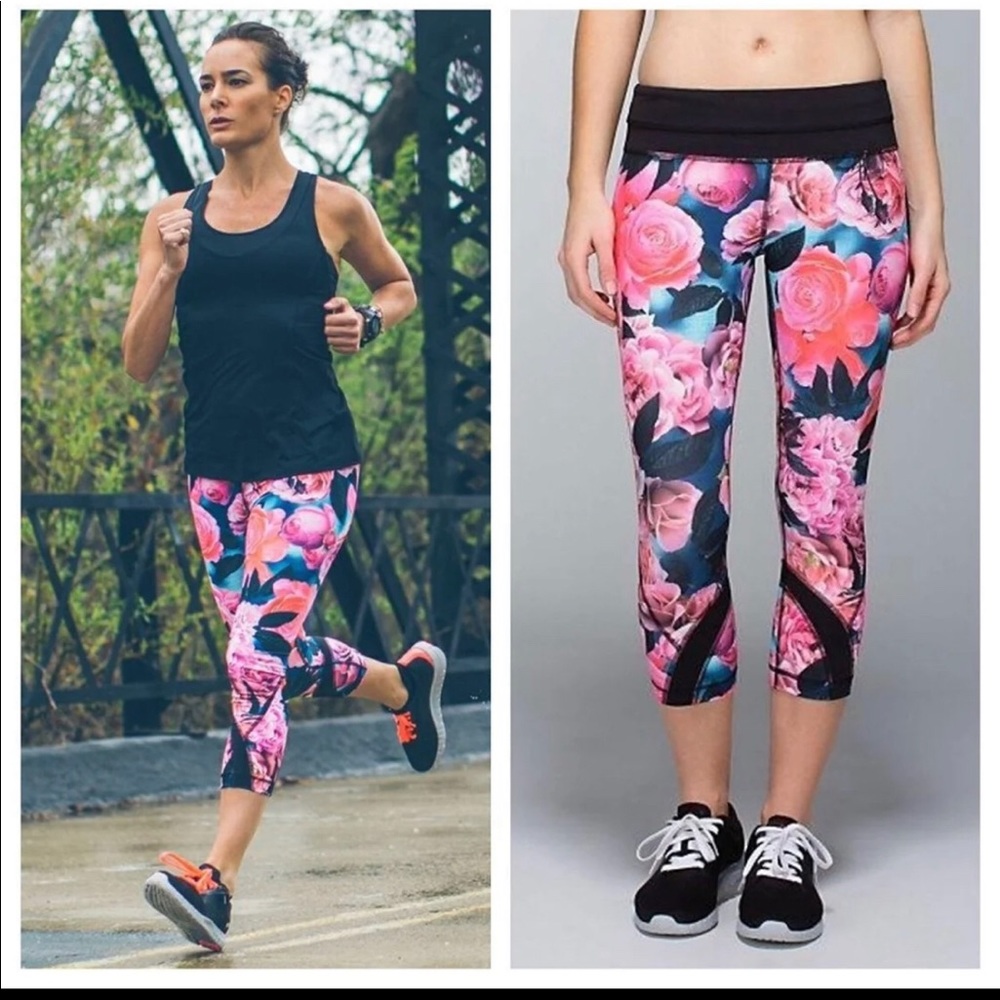 RARE Lululemon Crop tights - Secret Garden pattern